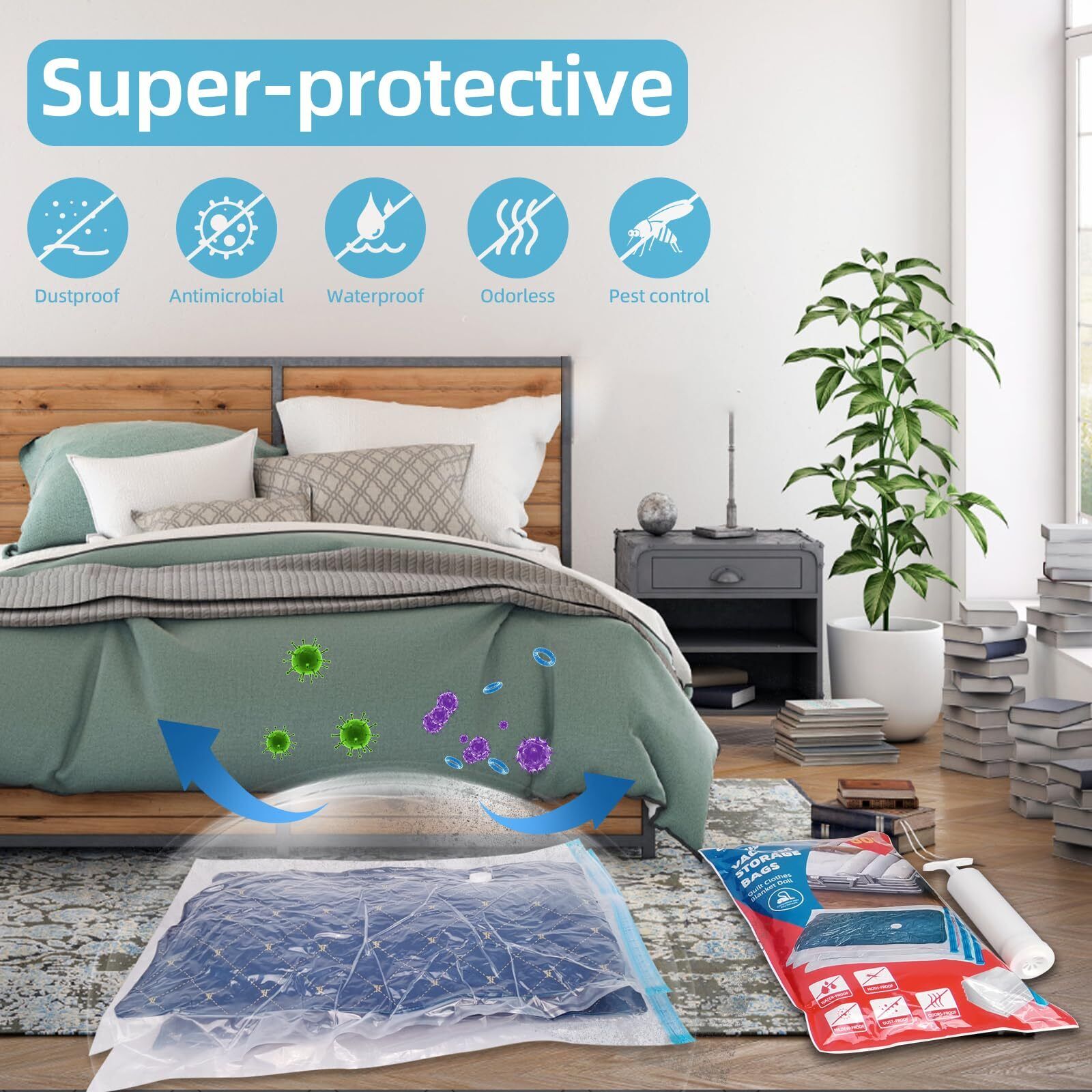 Vacuum Storage Bags With Pump - Compress & Organize Up to 75% More Space