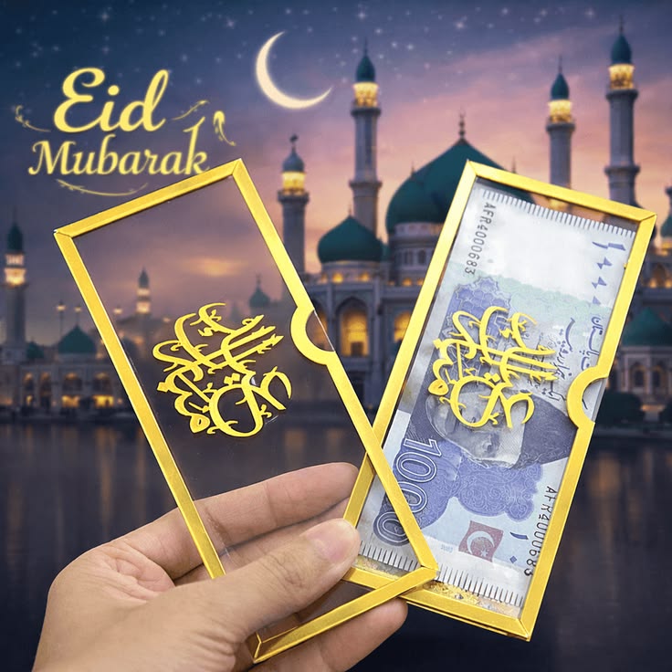 Luxury Acrylic Eidi Envelope – Elegant Eidi Gift Holder for Eid 🌙✨
