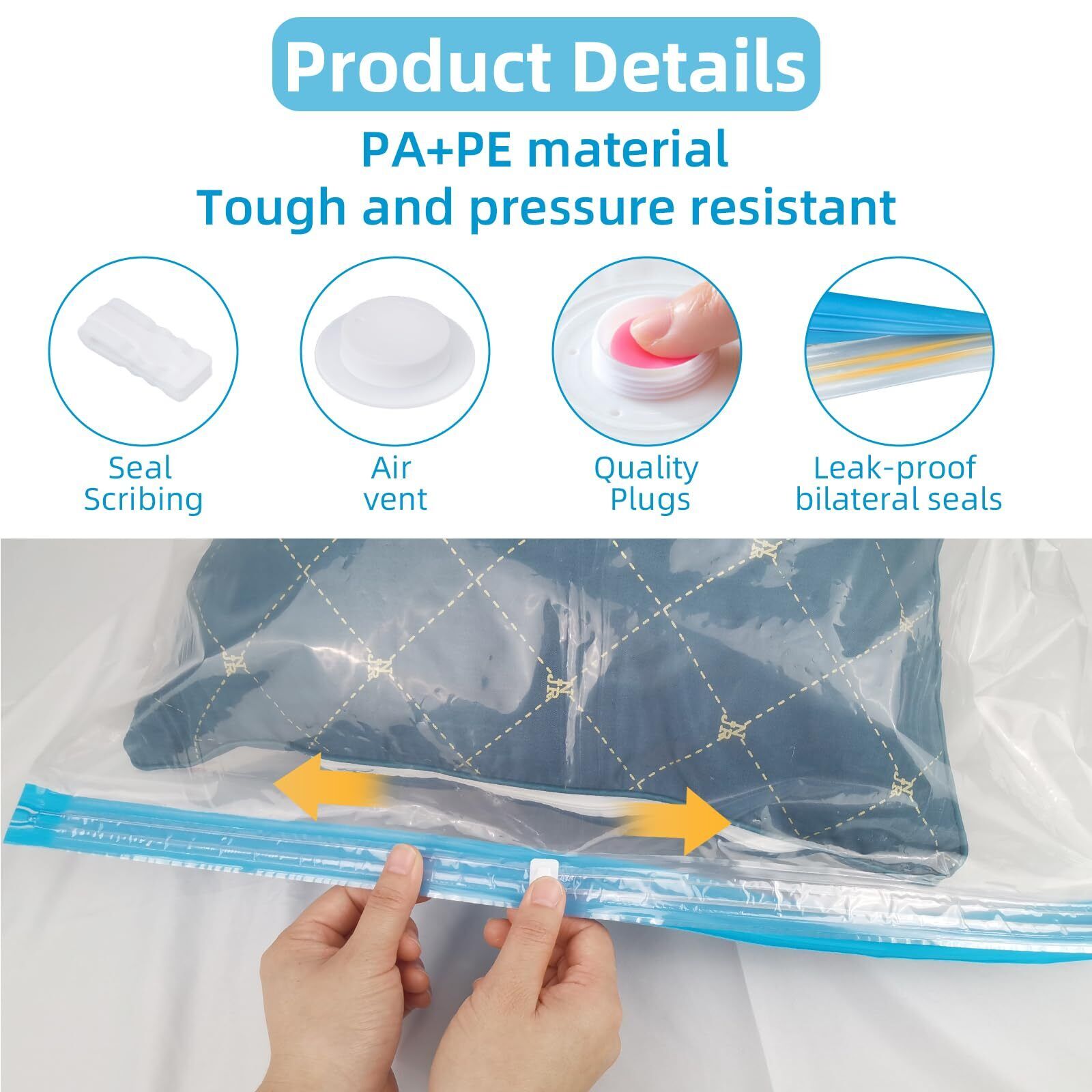 Vacuum Storage Bags With Pump - Compress & Organize Up to 75% More Space