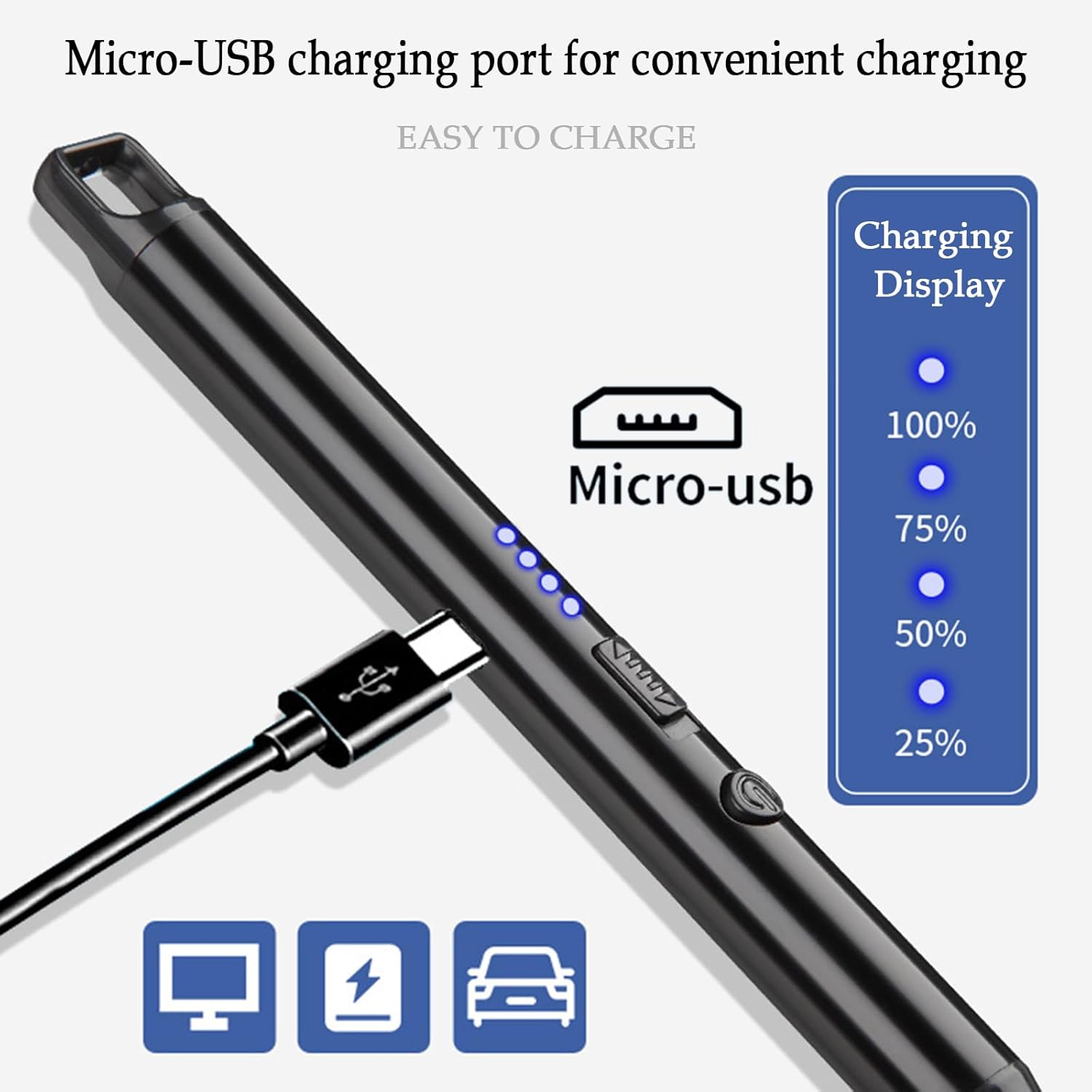 Rechargeable Electric Lighter – Windproof USB Arc Lighter for Kitchen, Candles & BBQ
