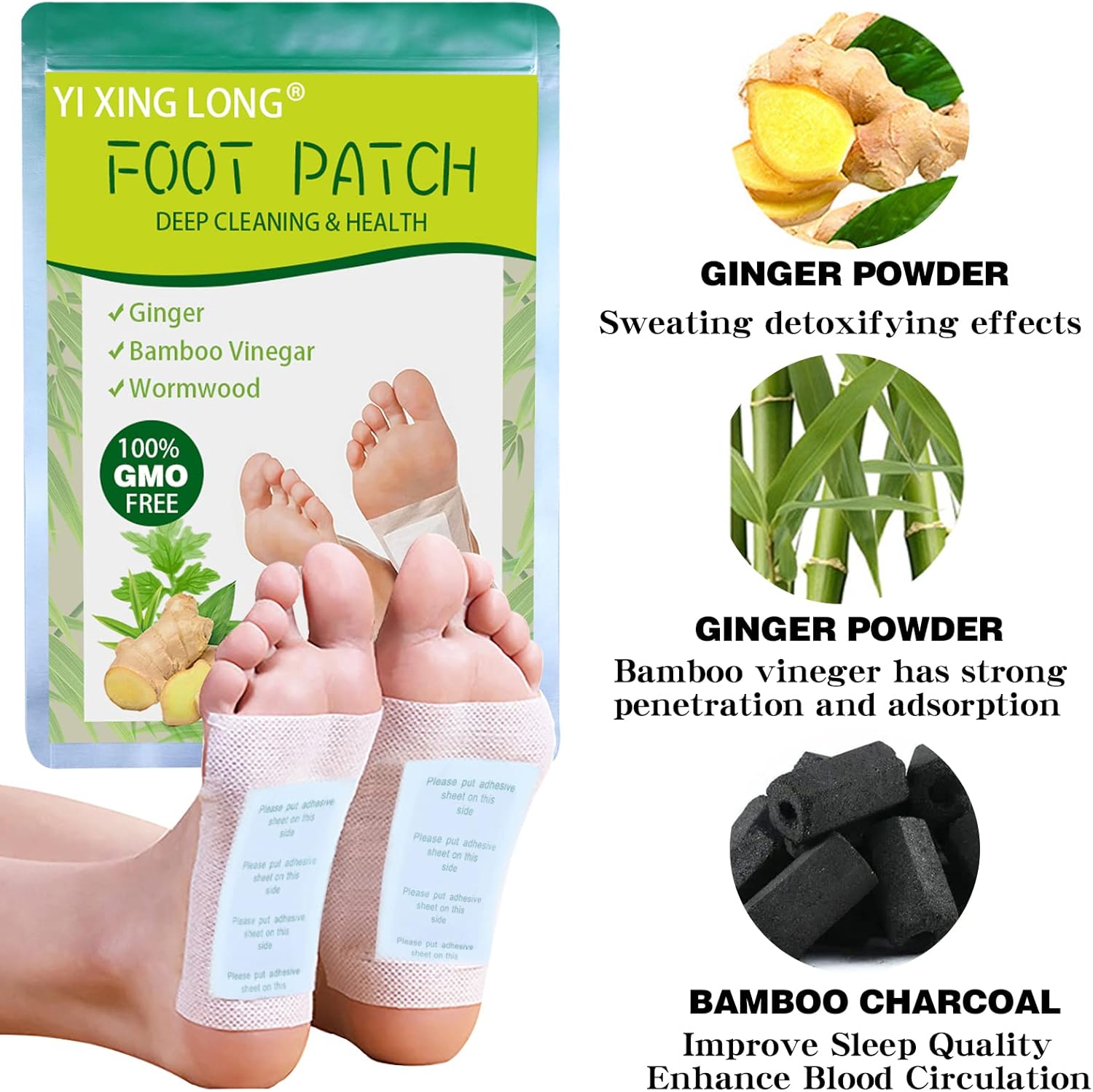 ONLY A FEW LEFT! Detox Foot Pads with Bamboo Vinegar  10 Piece  – Powerful Overnight Toxin Cleanse for Relaxation, Energy Boost & Deeper Sleep