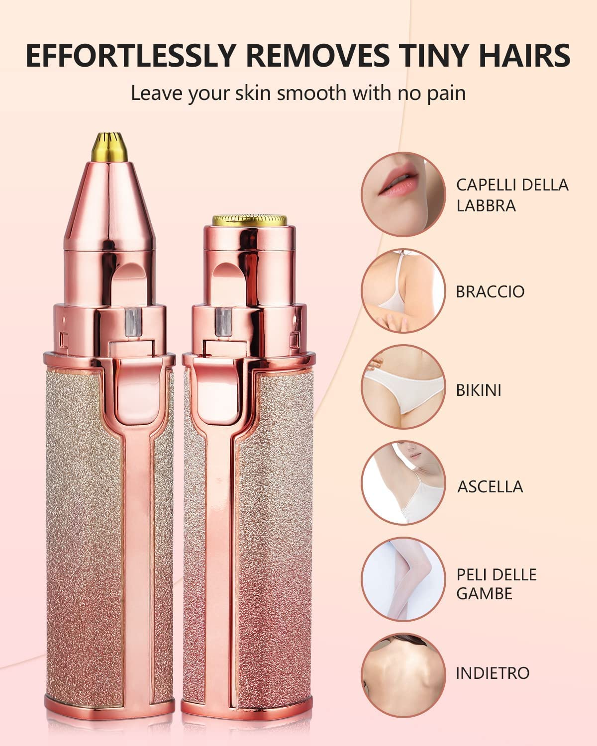 2 in 1 Electric Rechargeable Eyebrow Trimmer & Facial Hair Remover – Painless Women’s Face Razor