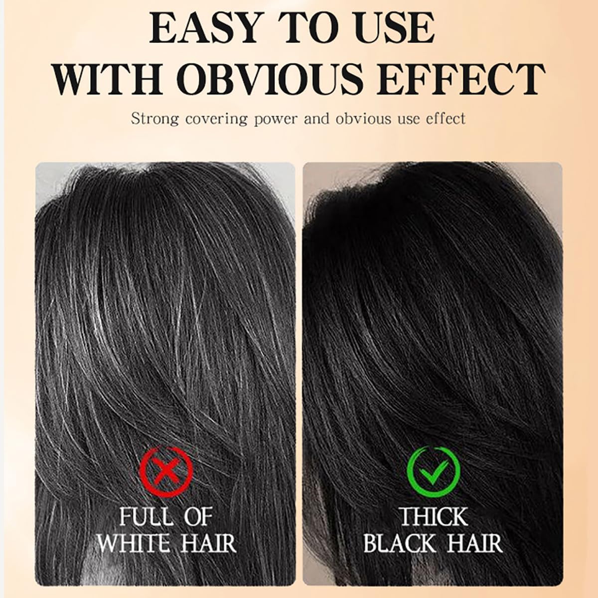 Quick Touch-Up Hair Dye Stick with Comb Long Lasting, Waterproof Grey Coverage (Black)