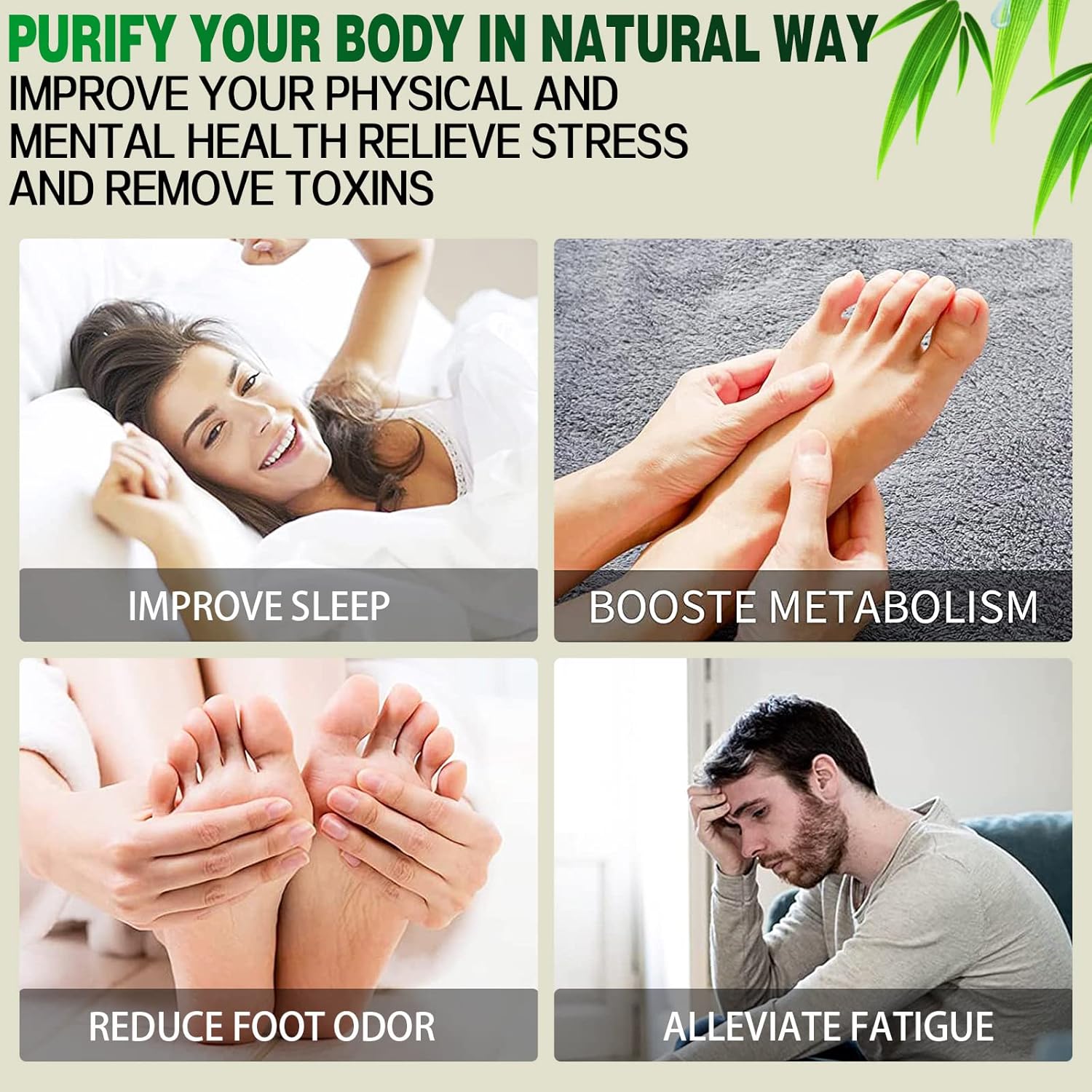 ONLY A FEW LEFT! Detox Foot Pads with Bamboo Vinegar  10 Piece  – Powerful Overnight Toxin Cleanse for Relaxation, Energy Boost & Deeper Sleep