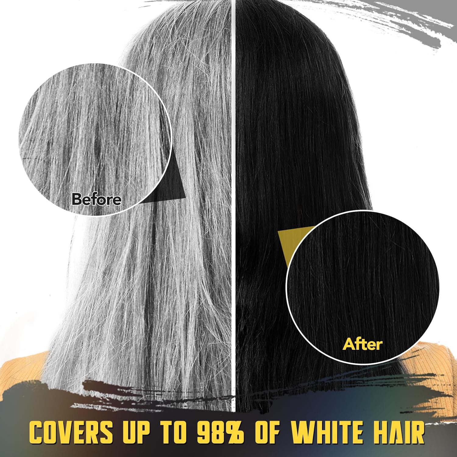 Quick Touch-Up Hair Dye Stick with Comb Long Lasting, Waterproof Grey Coverage (Black)