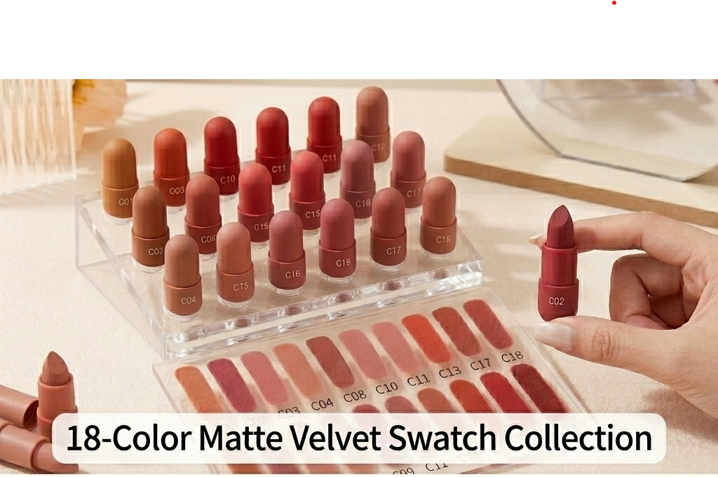 Premium 18 Color Capsule Lipstick Set – Smooth Matte Finish, Waterproof & All-Day Wear