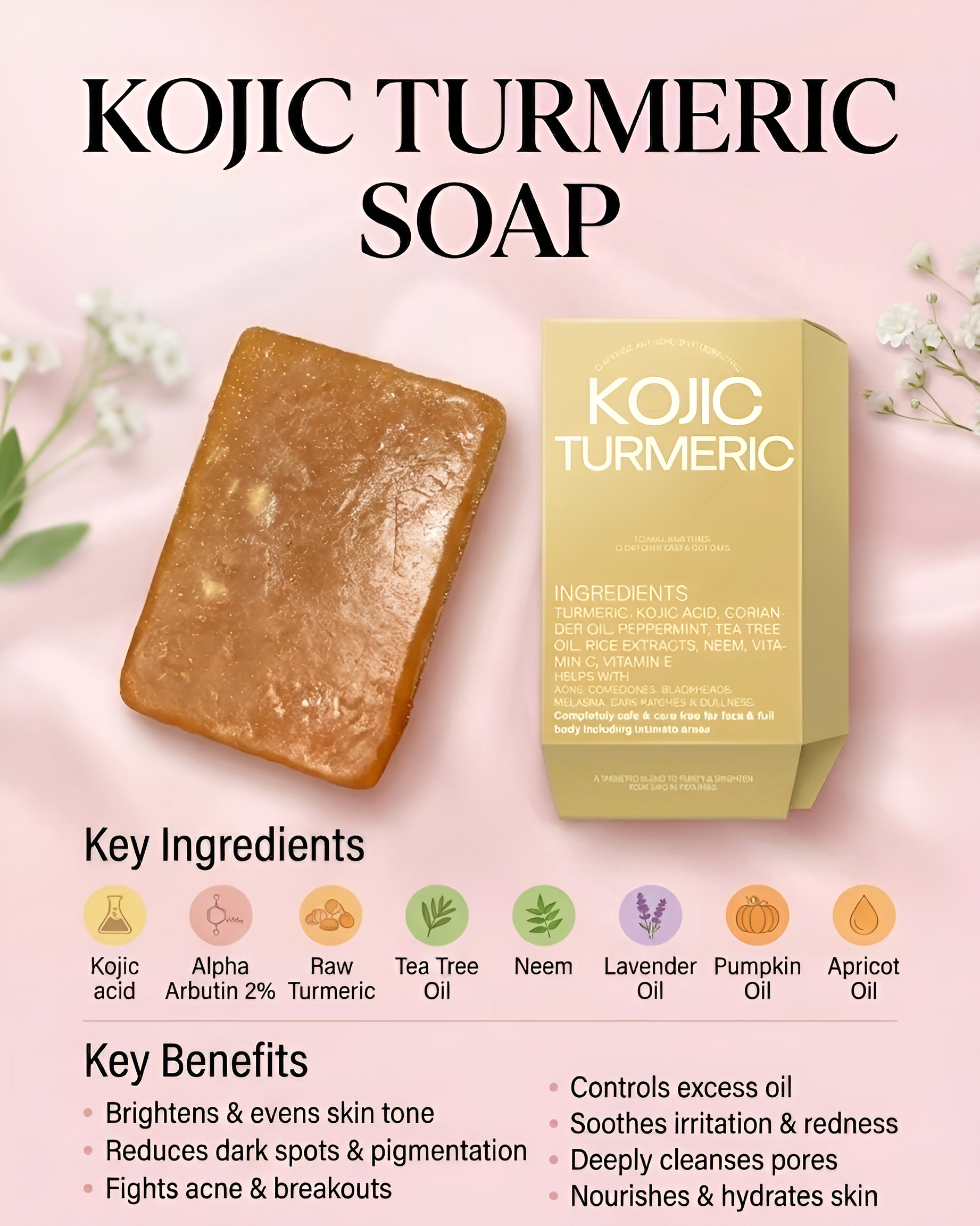 Turmeric & Kojic Acid Soap for Instant Glow
