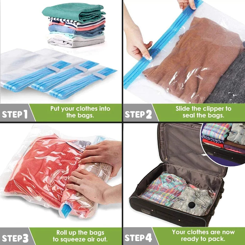 Vacuum Storage Bags With Pump - Compress & Organize Up to 75% More Space