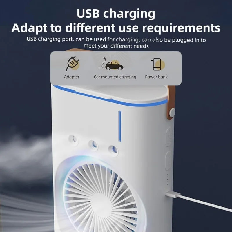 Ultimate 3-in-1 Portable Cooling: Dual-Head Spray Fan, Humidifier & Remote Control