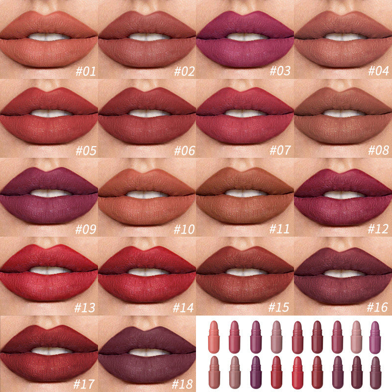 Premium 18 Color Capsule Lipstick Set – Smooth Matte Finish, Waterproof & All-Day Wear