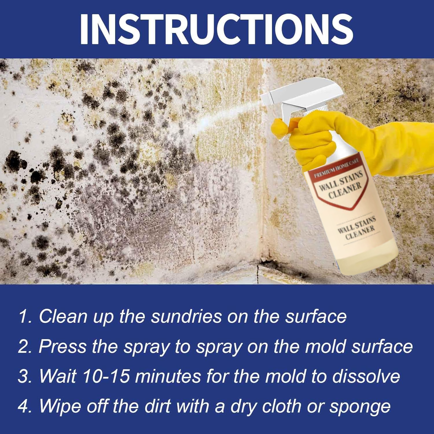 Instant Wall Stains Cleaner Spray | Easy Mark & Dirt Remover for Home Walls | Fast Acting Formula | Not Suitable for Distemper Paint